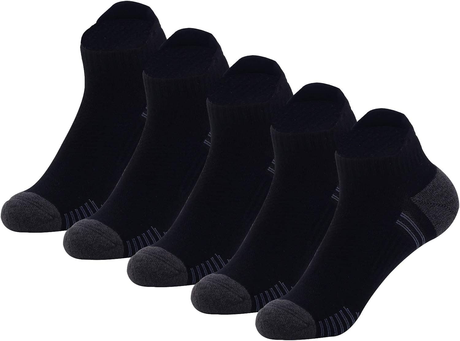 Kodal Copper Infused Walking Hiking Socks No Smell Ankle Tab Support Comfortable Cushion Low Cut No Show - 5 Pairs
