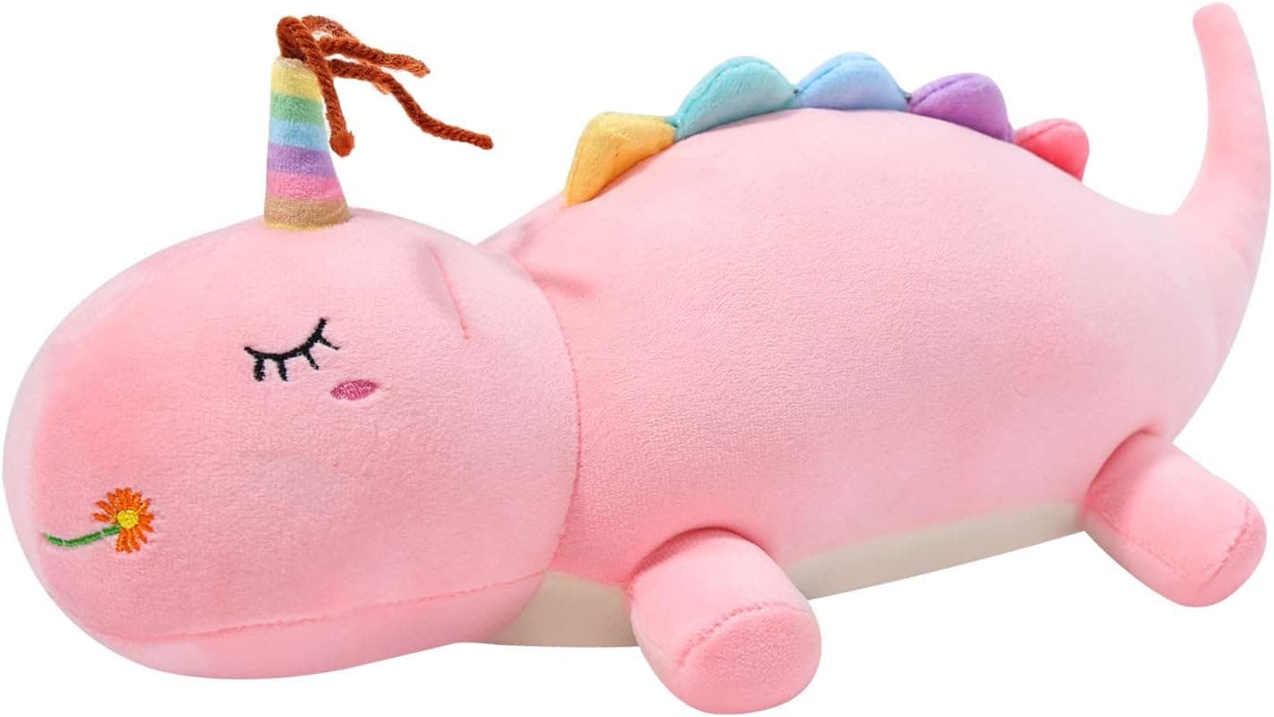 APORAKE Dinosaur Stuffed Animal Cute Dinosaur Plush Soft Plushies Pillow Plush Toys Gifts for Girls Boys Babies Toddlers Girlfriend (13.7 Inch, Pink)