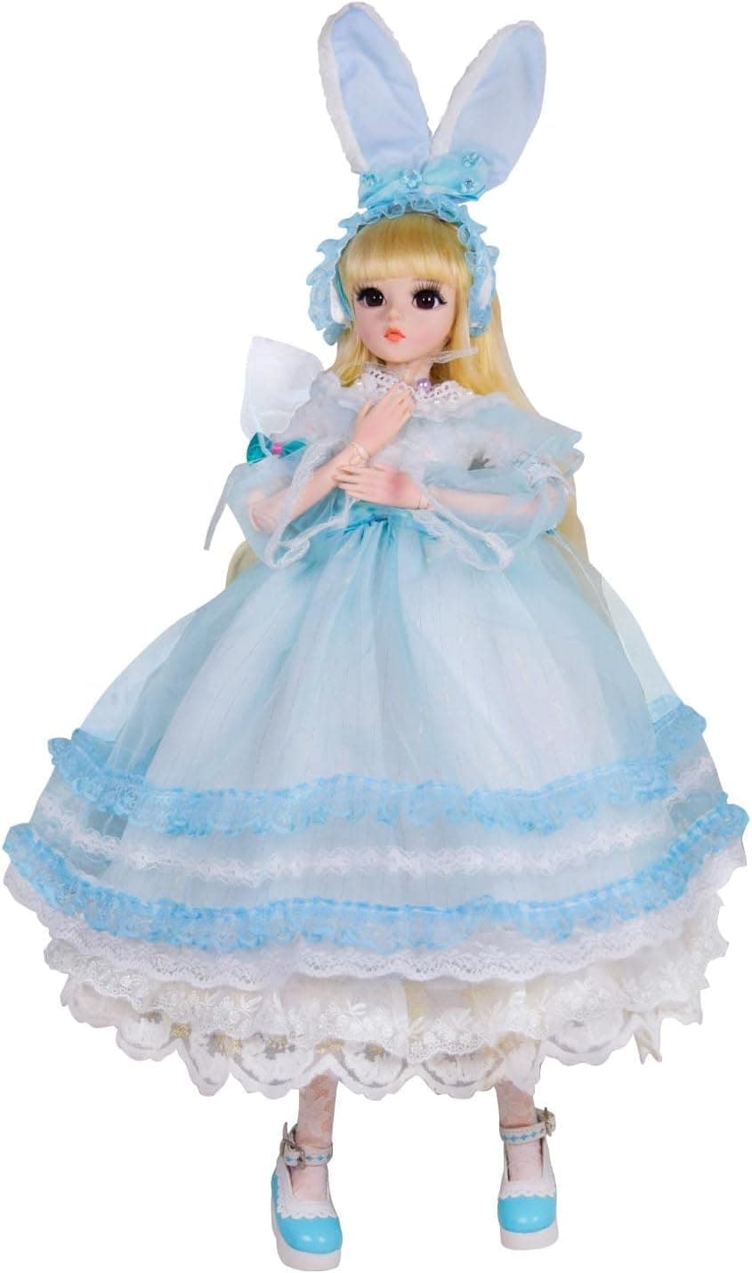 Proudoll 1/3 BJD Doll 60cm 24in SD Ball Jointed Dolls Princess Suit Wig Dress Shoes Free to Change DIY Girl Gift (Doll + Full Accessories, Blue-LL)
