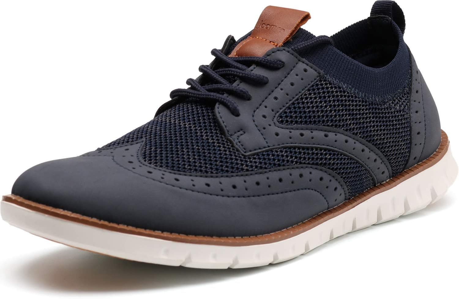 Joomra Men's Knit/Leather Wingtip Oxford Dress Shoes