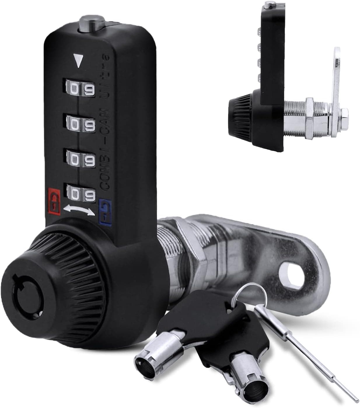 Combi-Cam 7432L-BLACK and Keys Ultra Combination Cam Lock, 1 1/8, Black