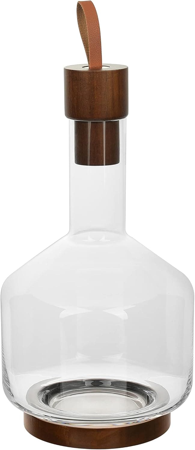 Bruno Magli Whiskey Decanter with Wooden Stopper | 74-Ounce Capacity | Wine Decanter | Bottle for Bourbon, Brandy, Juice, and Liquor | Airtight | Glass Bottle