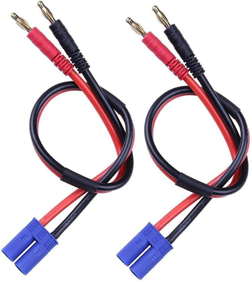 2pcs EC5 Male Connector to 4.0mm Banana Male Plug Lipo Battery Balance Charging Cable 30cm Silicone Wire Charger Cable Adapter for RC Helicopter Vehicle Toys