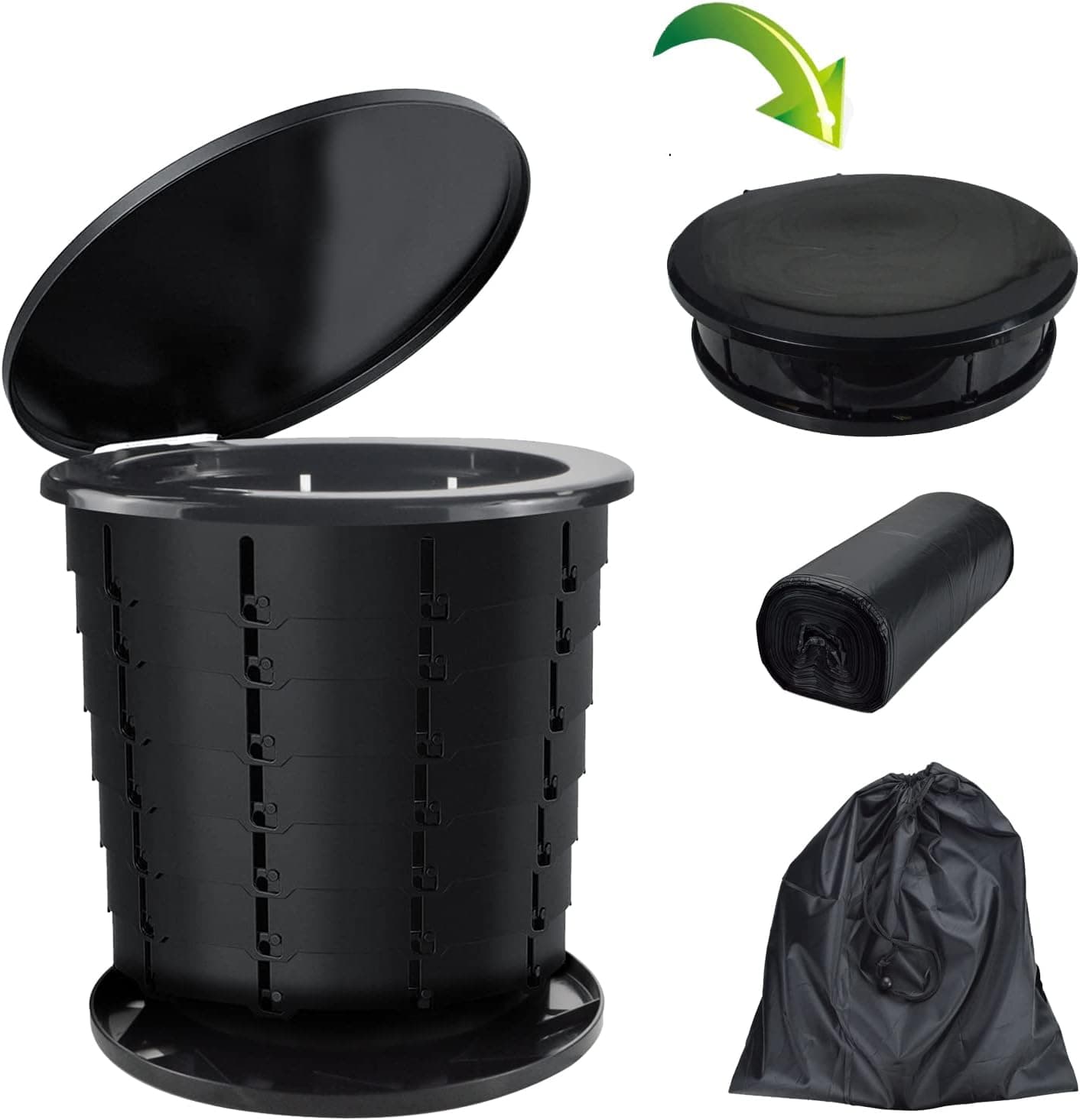 Sailortenx Portable Toilet For Camping Bucket Toilet | Camping Toilets Portable Folding Toilet Bucket | Retractable Toilet Camping Potty For Adults With Bags For Outdoor Camp Boat Toilet Bucket