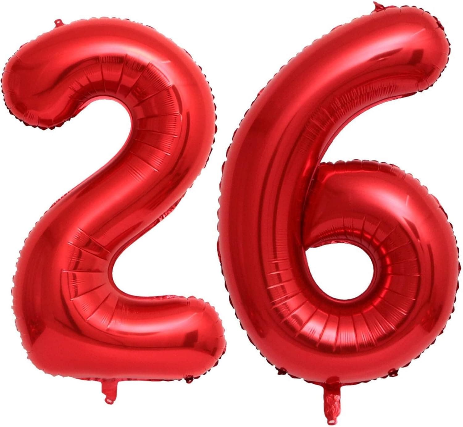 40 Inch Red 26 Number Balloons Giant Jumbo Huge 26 or 62 Foil Mylar Helium Number Digital Balloons Red Birthday Mylar Digital Balloons 26th or 62th Birthday Anniversary Events Party Decorations Supplies