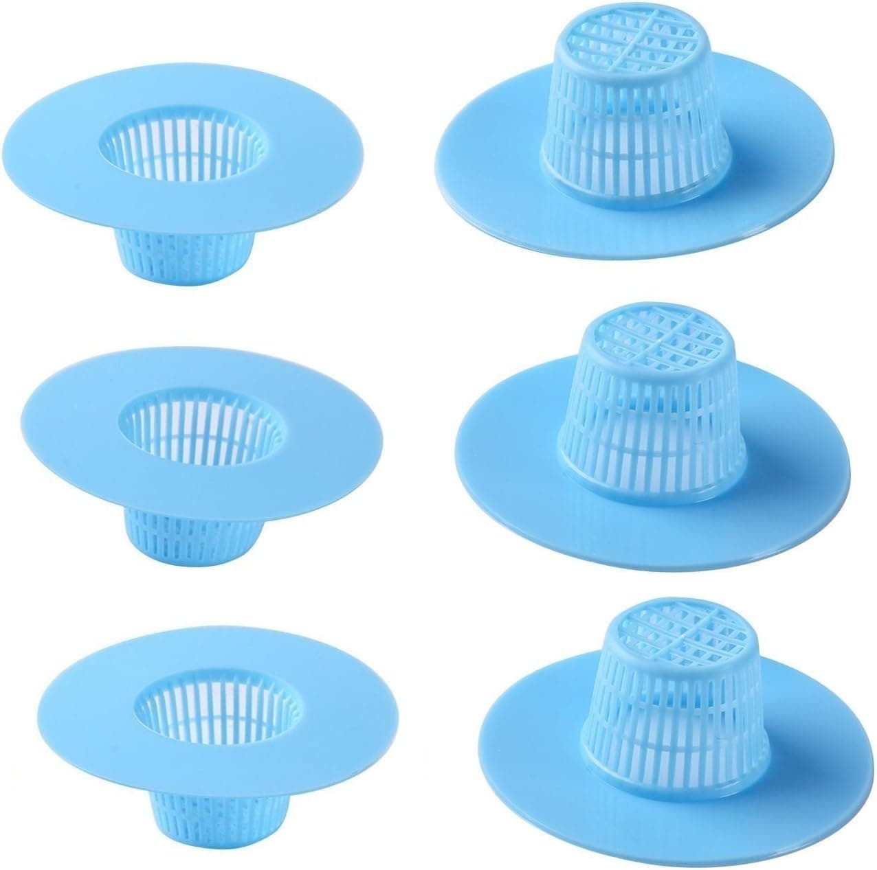 Wild Tribe Washstand Hair Drain Clog Remover Cleaning Tool,Kitchen Bath Sink Strainer,Drain Protector Filter Net Drain Hair Catcher Stopper,Pack of 6 (6 Blue)