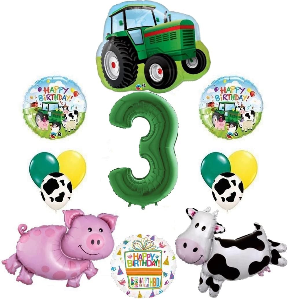 Tractor and Farm Animals 3rd Birthday Party Supplies Balloon Bouquet Decorations