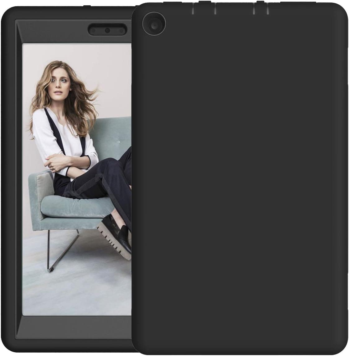 Fire HD 8 2017 Case, Hocase Hybrid Dual Layer Shock Absorbent Silicone Bumper Hard PC Protective Case for All-New Fire HD 8 Tablet (7th Generation, 2017 Release) - Black