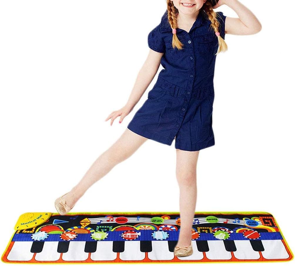 mifengda Musical Piano Mat Baby Early Education Music Piano Keyboard Carpet 19 Keys Portable Electronic Music Dance Blanket Build-in Speaker & Recording Function Gift for Kids Toddler Girls Boys