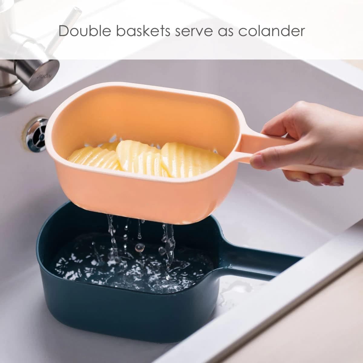 HuBee vegetable slicer, 3-in-1 mandoline slicer with strainer, stylish cheese grater, veggie chopper vegetable cutter, BPA free potato slicer