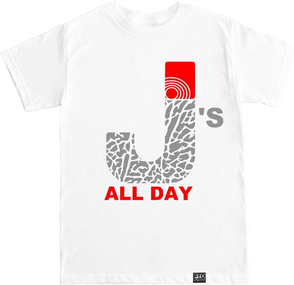 FTD Apparel Men's J's All Day Mary J Smoke Air Retro 3 T Shirt