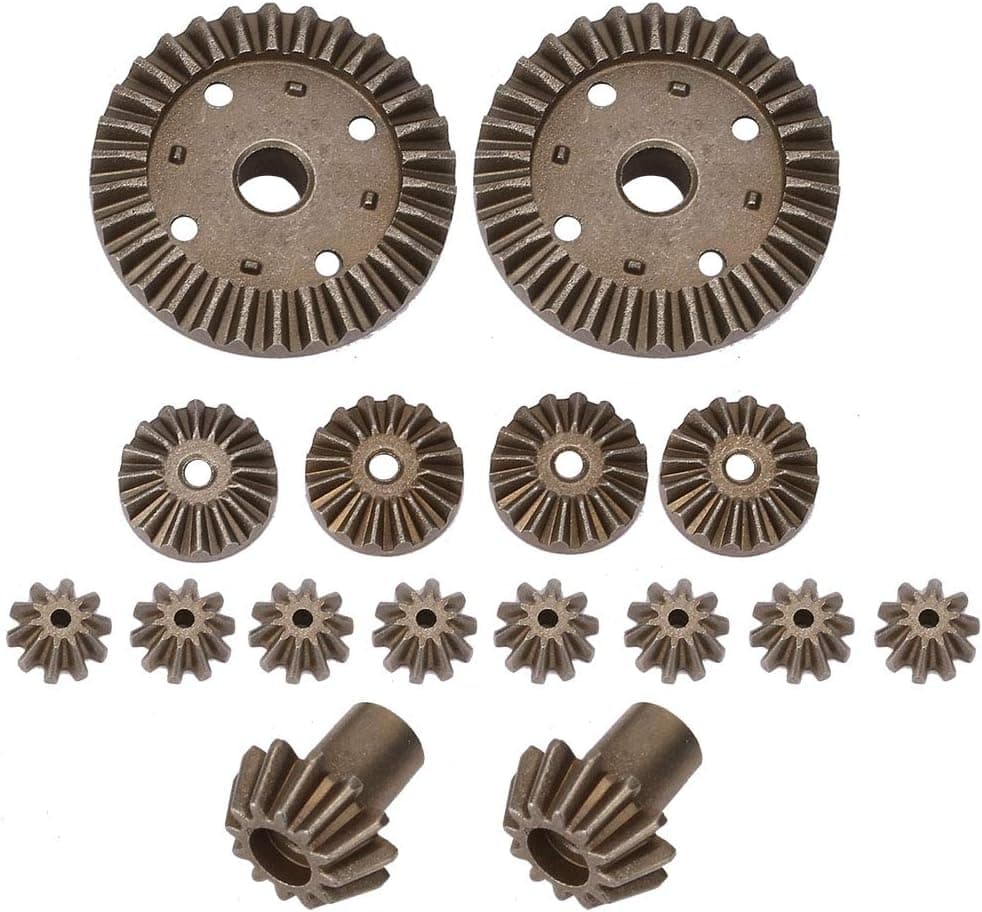 T best 16pcs Metal Gear, Metal Spur Diff Differential Main Gear RC Gear Upgrade Parts Fit for 12428 12423 RC Accessory