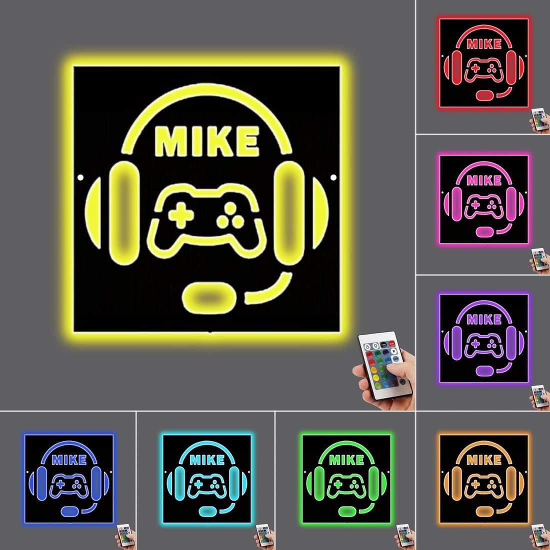 Personalized Gamer Neon Sign, Custom Neon Signs for Bedroom Wall Decor LED Sign Light Game Neon Sign Gamepad Shape, 16 Colors Sign Gifts for Teen Boys Wall Decoration Light Up Signs(Style-8)