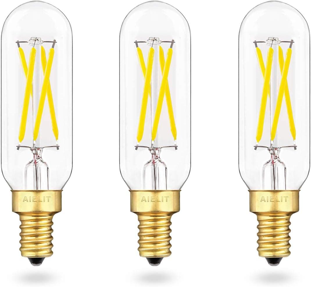 AIELIT E12 LED Bulb Daylight, 4 Watt(40W Equivalent), Bright White 5000K, Dimmable (0 -100 Clear Tubular T8 Candelabra Light Bulbs for Home Lamps Sconces Sputnik Chandelier Ceiling, 3-Pack