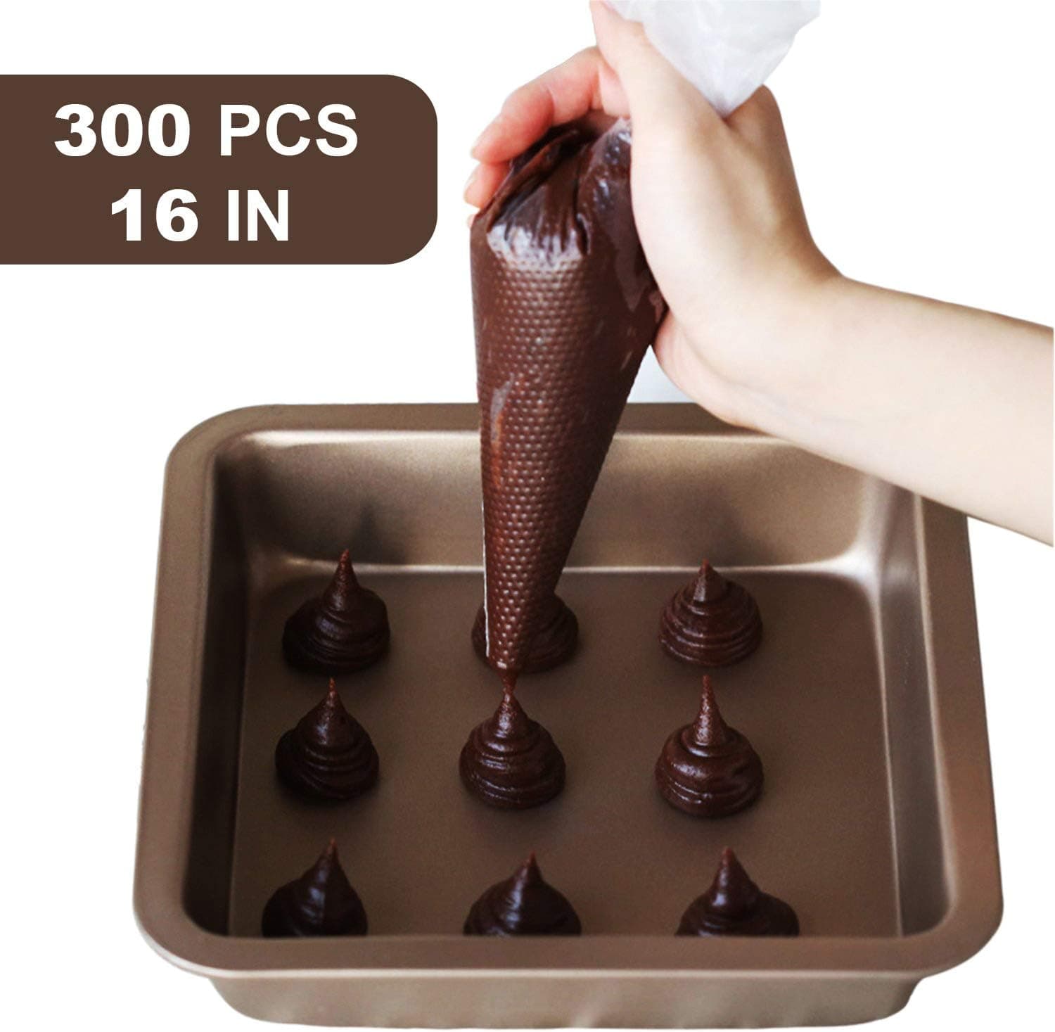 Choosen 300 Pcs 16-Inch Disposable Pastry Bag Cake Decorating Icing Piping Bags Baking Cupcake Cookies Candy Supplies