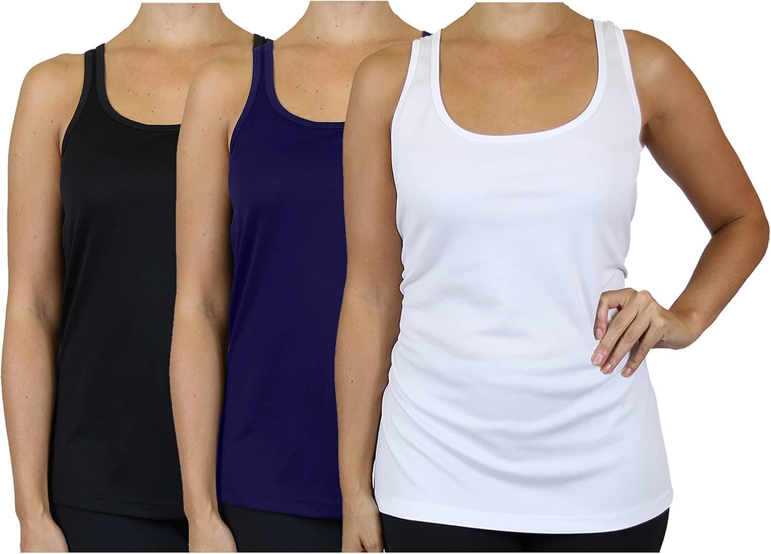 Galaxy by Harvic Women’s Active Tank Top – Reflective Racerback Athletic Sleeveless Workout Shirt (3 Pack)