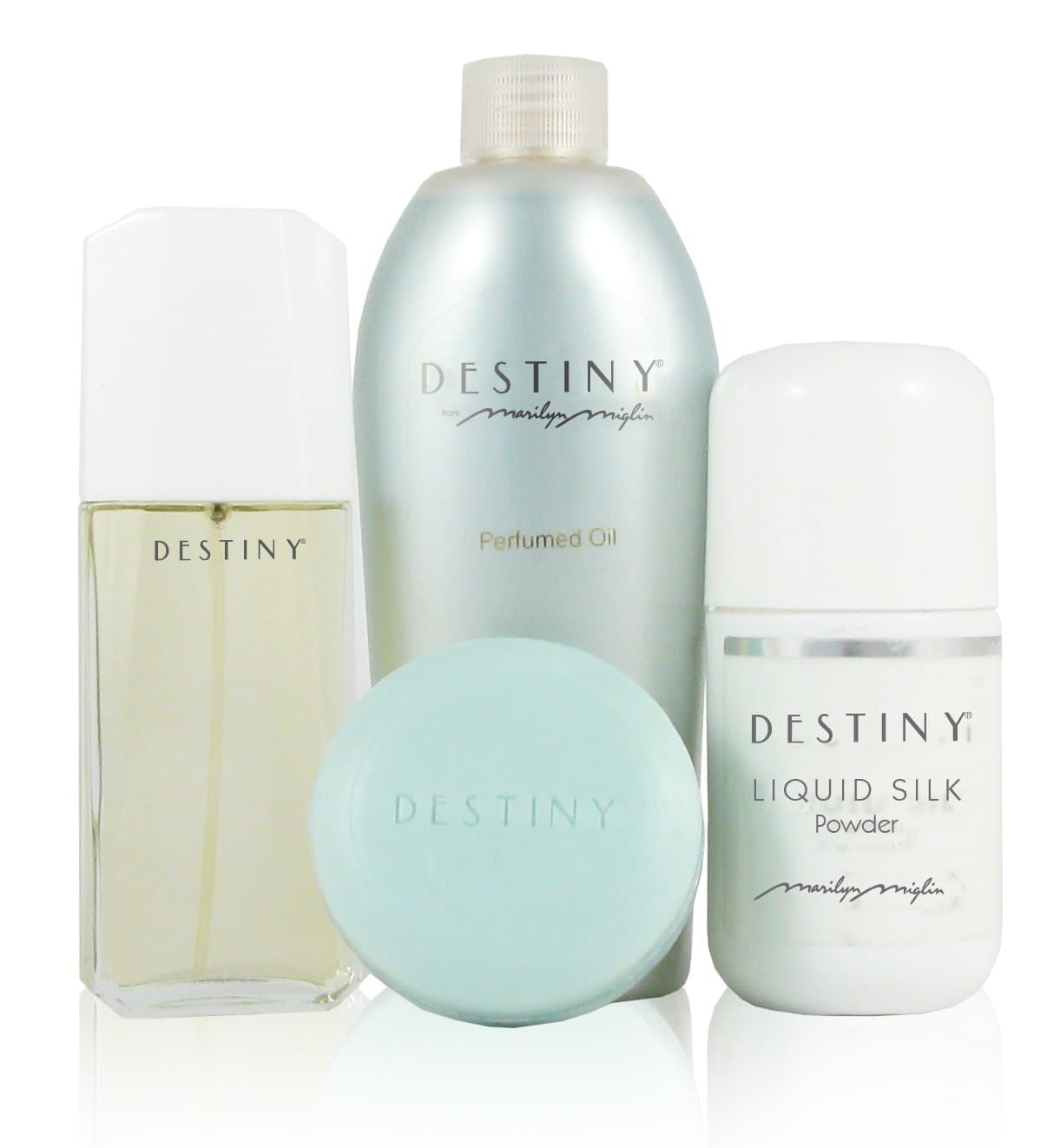 Marilyn Miglin Destiny Spa Pleasures (Includes 1.6 Oz Eau De Parfum + 3.5 Oz Scented Soap + 4 Oz Liquid Silk + 8 Oz Perfume Oil)