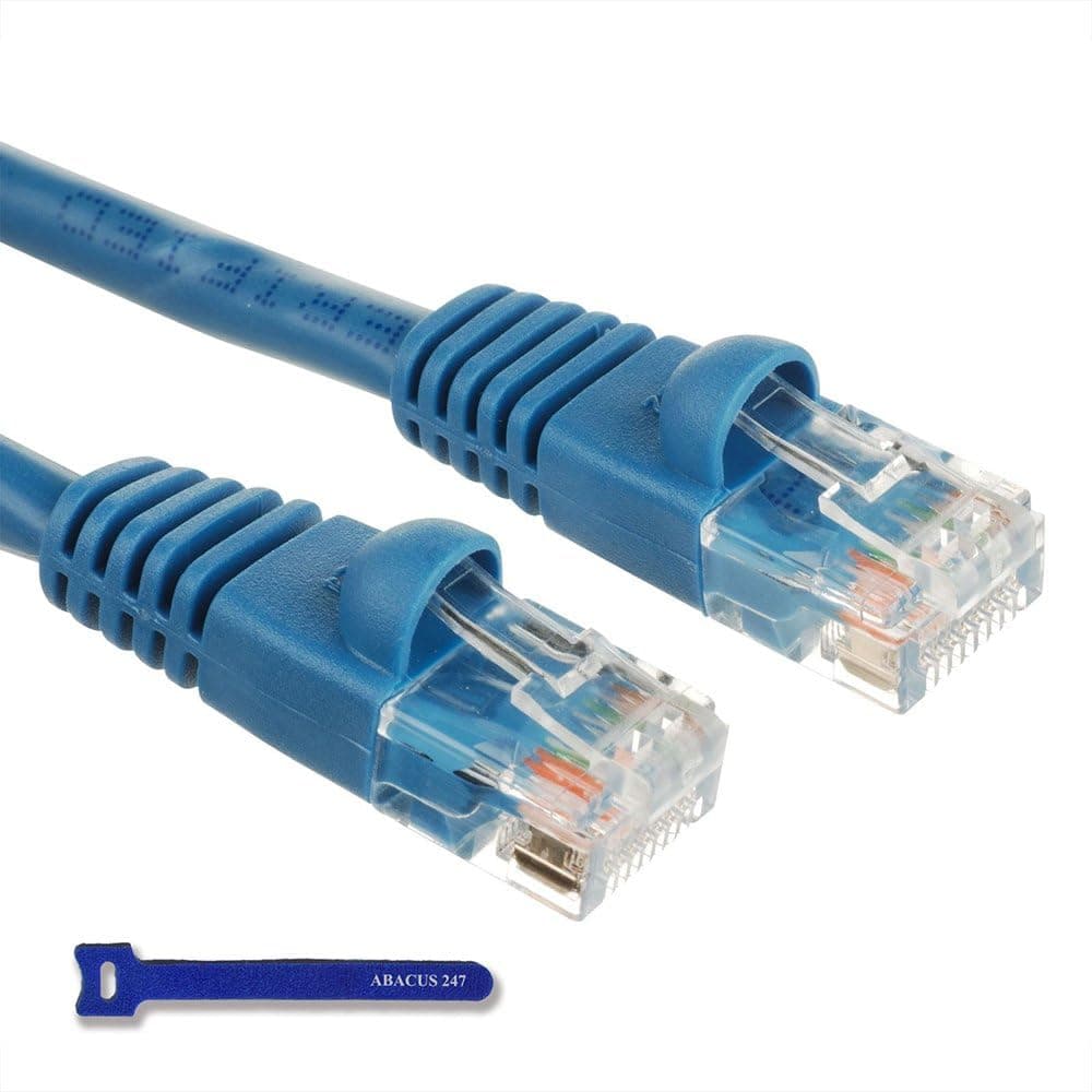RJ45 CAT5 CAT5e Ethernet LAN Network Cable with Abacus24-7 Cable tie - Blue, 10ft