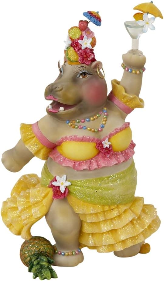 Kurt Adler Resin Hula Girl Hippo Hour Tablepiece, 7.6-Inch