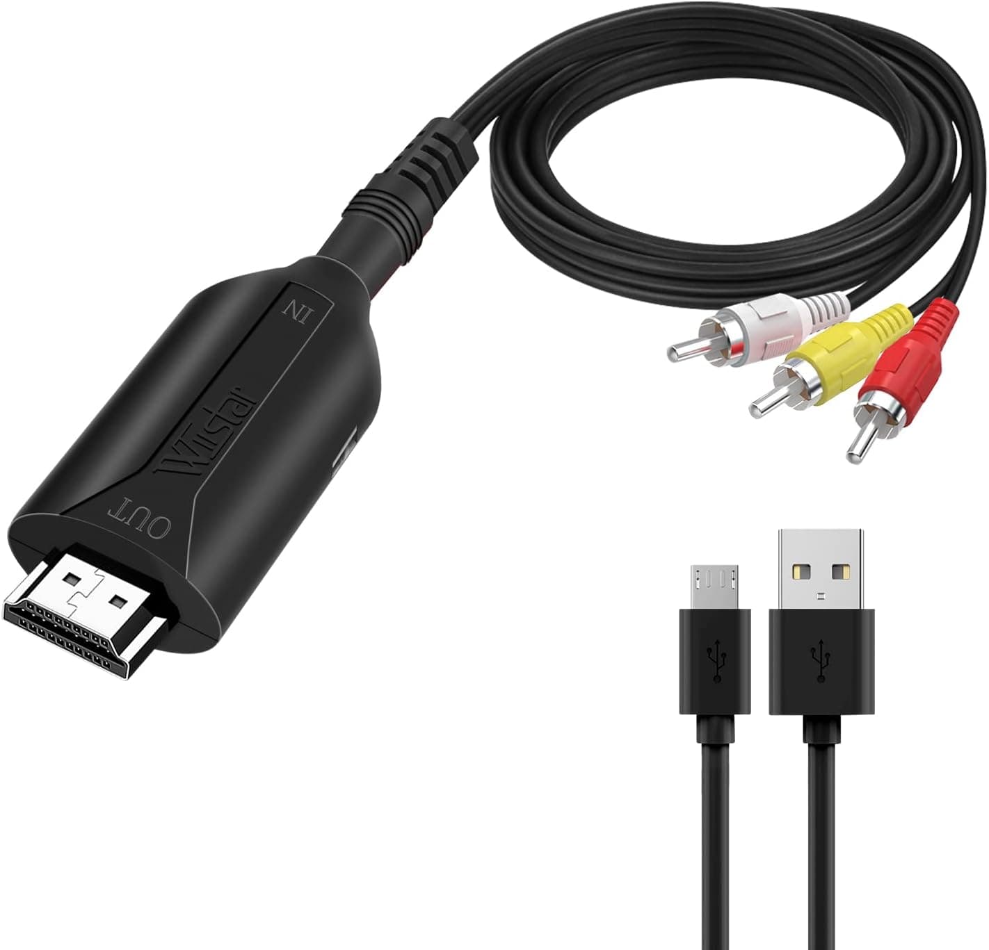 Composite AV/RCA CVBS to HDMI Cable Adapter (Male) 1080P Video Audio Converter Mini AV2HDMI Adapter Converter Box PAL/NTSC for TV/PC/ PS3/ STB/Xbox HDTV Projector