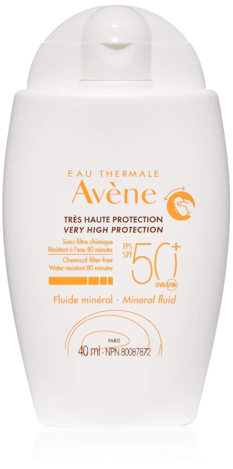 Eau Thermale Avene Mineral Fluid Sunscreen, Broad Spectrum SPF 50+, Water Resistant, Non-Greasy, 1.3 oz.