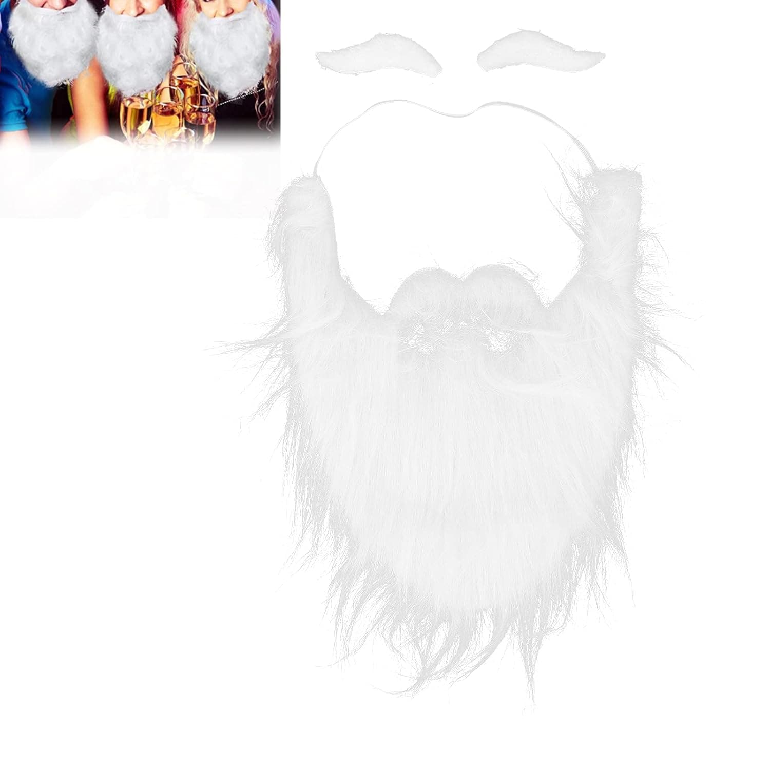 Disguise Santa Claus, Wizard, Child Santa Beard and Moustache, Fake Beard and Mustache Costume