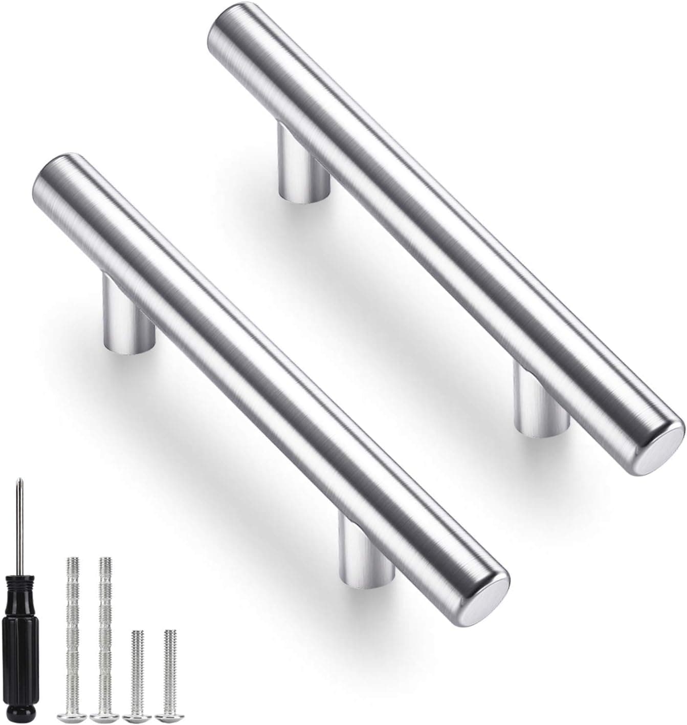 Voolan 20 Pack Cabinet Handles, Modern Style Stainless Steel Kitchen Cabinet Hardware Pulls, 6" Length (3.75" Hole Center), Brushed Nickel