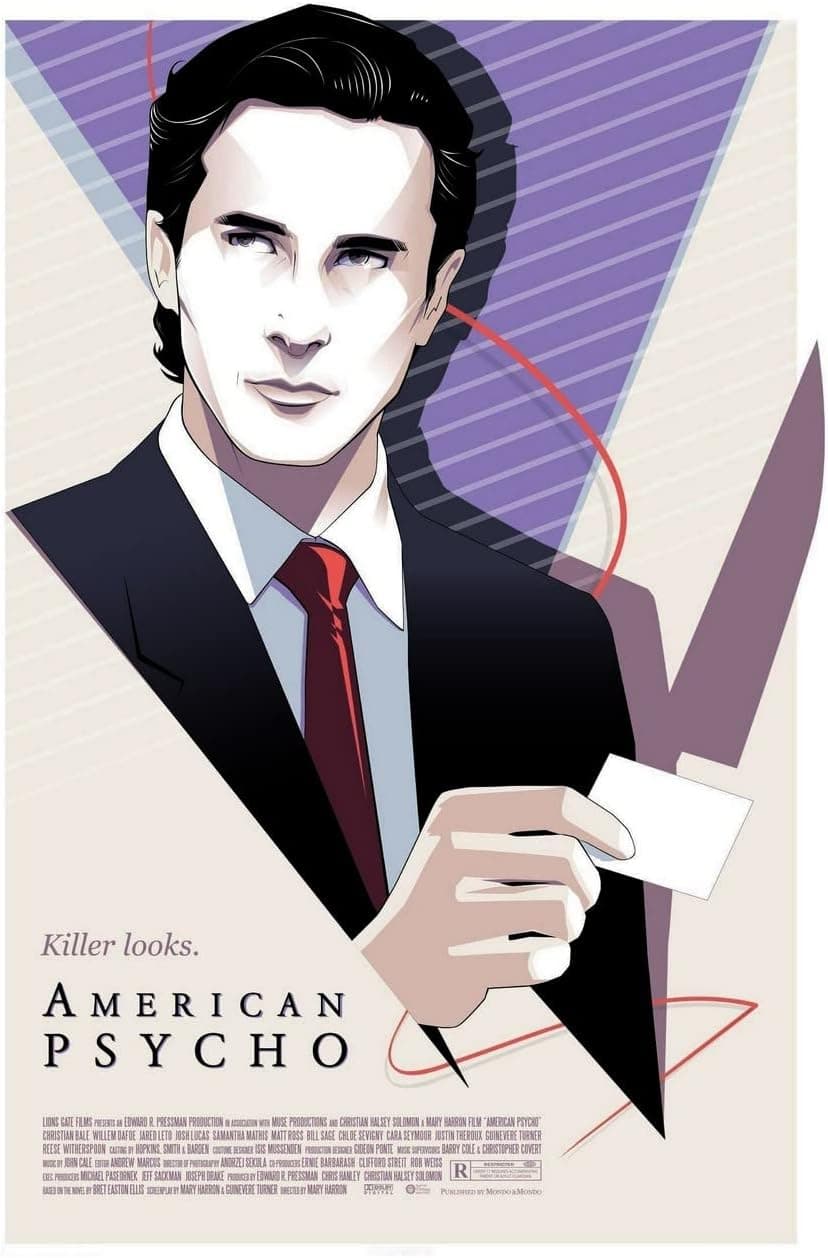 American Psycho Movie Poster/Print/Wall Décor Portrait Print - Rare Alternate Version - Frameless, 24Wx36L