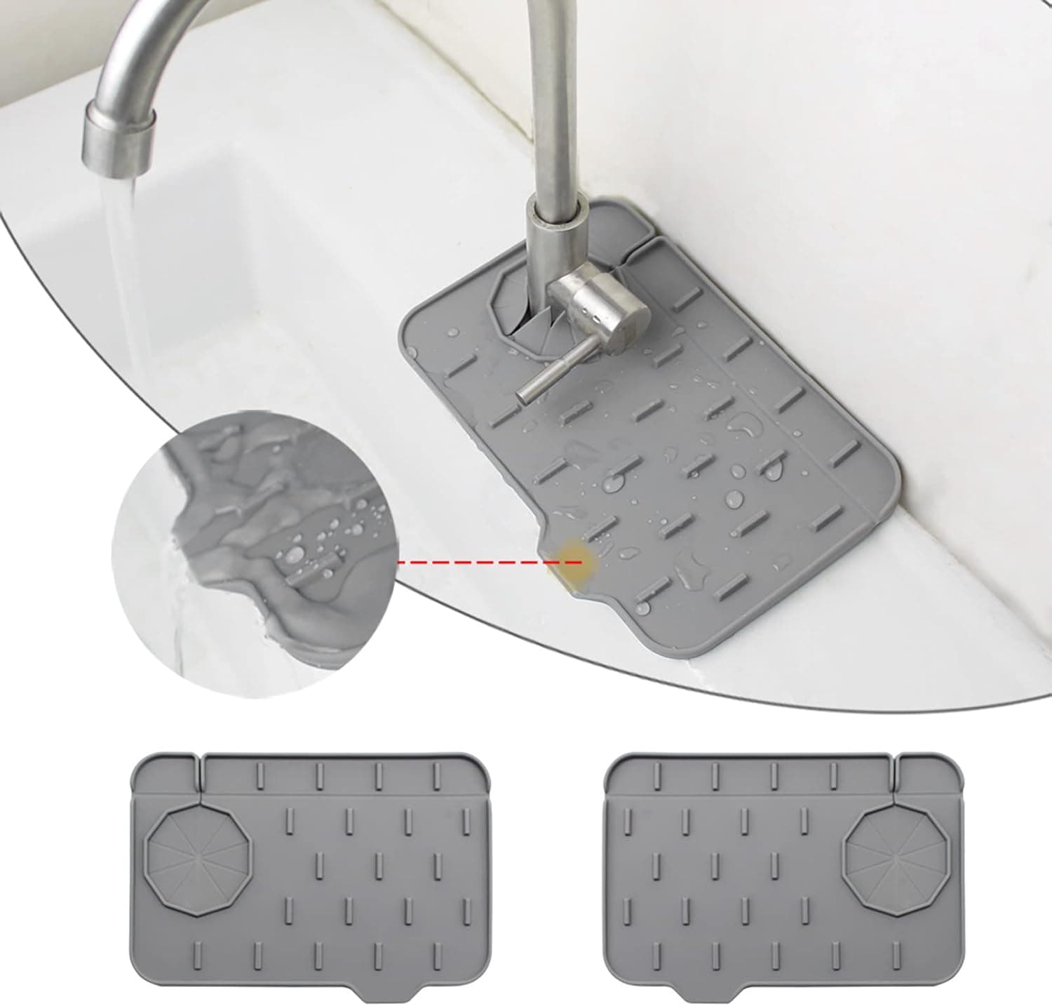 Lanhui Kitchen Sink Splash Guard,Diversion Silicone Faucet Mat Faucet Water Catcher Mat for Kitchen Bathroom,Countertop Protection Rubber Drying Pad