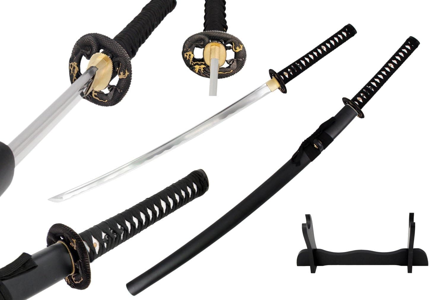Vulcan Gear Traditional Japanese Handmade Sharp Katana Samurai Sword with Scabbard and Sword Stand