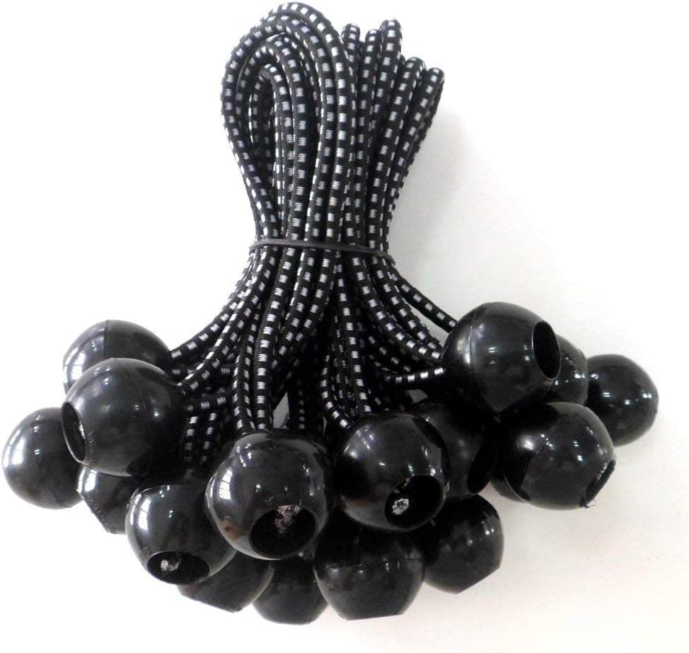 ABCCANOPY Heavy Duty Ball Bungee Canopy Tarp Tie Down Cord Elastic String Ball Bungee tarp Ball Ties (6'' Black&White 25pcs)