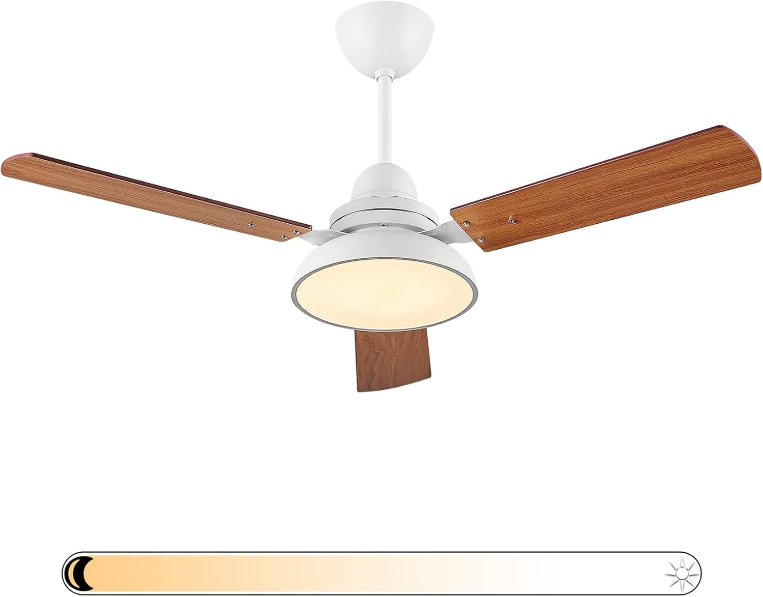 48" White Modern Ceiling Fans With Lights, 6-Speed Changing Fans with Remote Control, Reversible DC Motor and 3 Wood Blades for Bedroom,Dining Room, Living Room, Bedroom & Kitchen