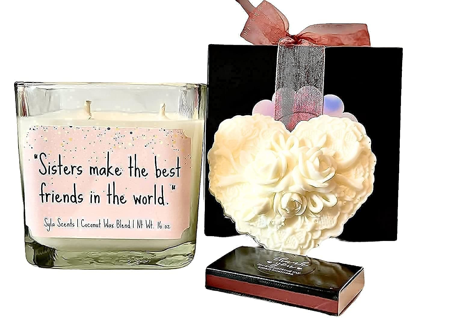 SylaScents Sister Gifts from Sister - Birthday Gifts for Sister For Her Birthday Present - Unique Gift for Sister She'll Love - Includes Scented Candle And Soap (Lilac Violet Sky)