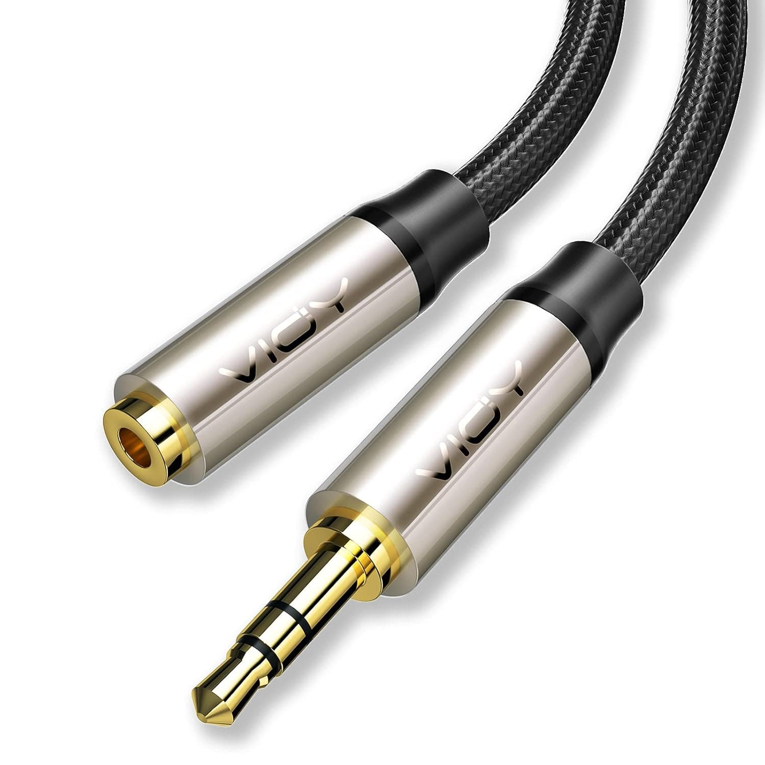 VIOY Headphone Extension Cable, 3.5mm Male to Female Stereo Audio Cable Nylon Braided Audiophile Aux Cord for iPhone, iPad, Smartphones, Tablets, Media Players, 3FT