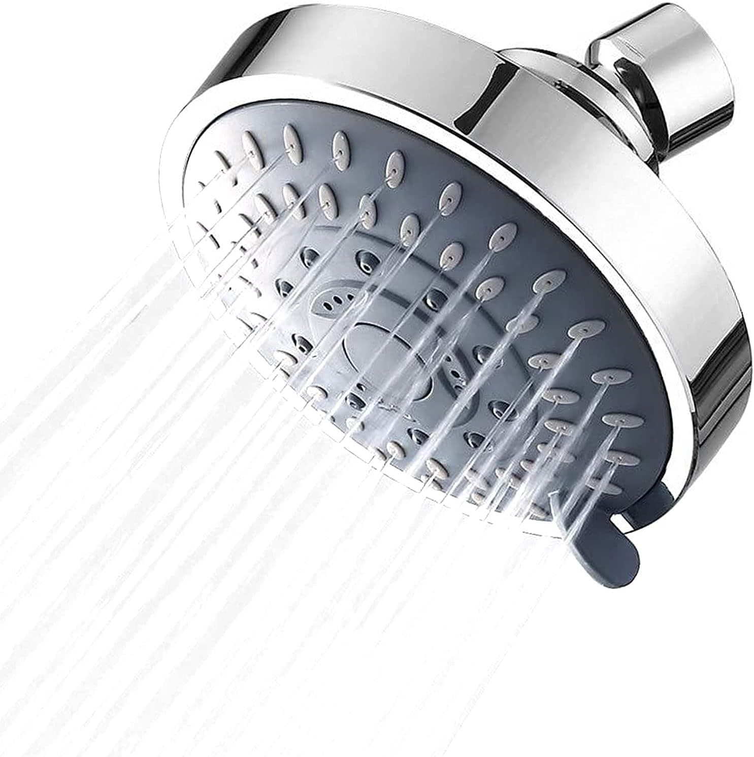 High Pressure Shower Head 5 Spray Modes Bathroom Fixed Showerhead High Flow Shower Head with Multi Angle Adjustable Metal Swivel Ball Joint Relaxed Shower Experience Even at Low Water Flow & Pressure