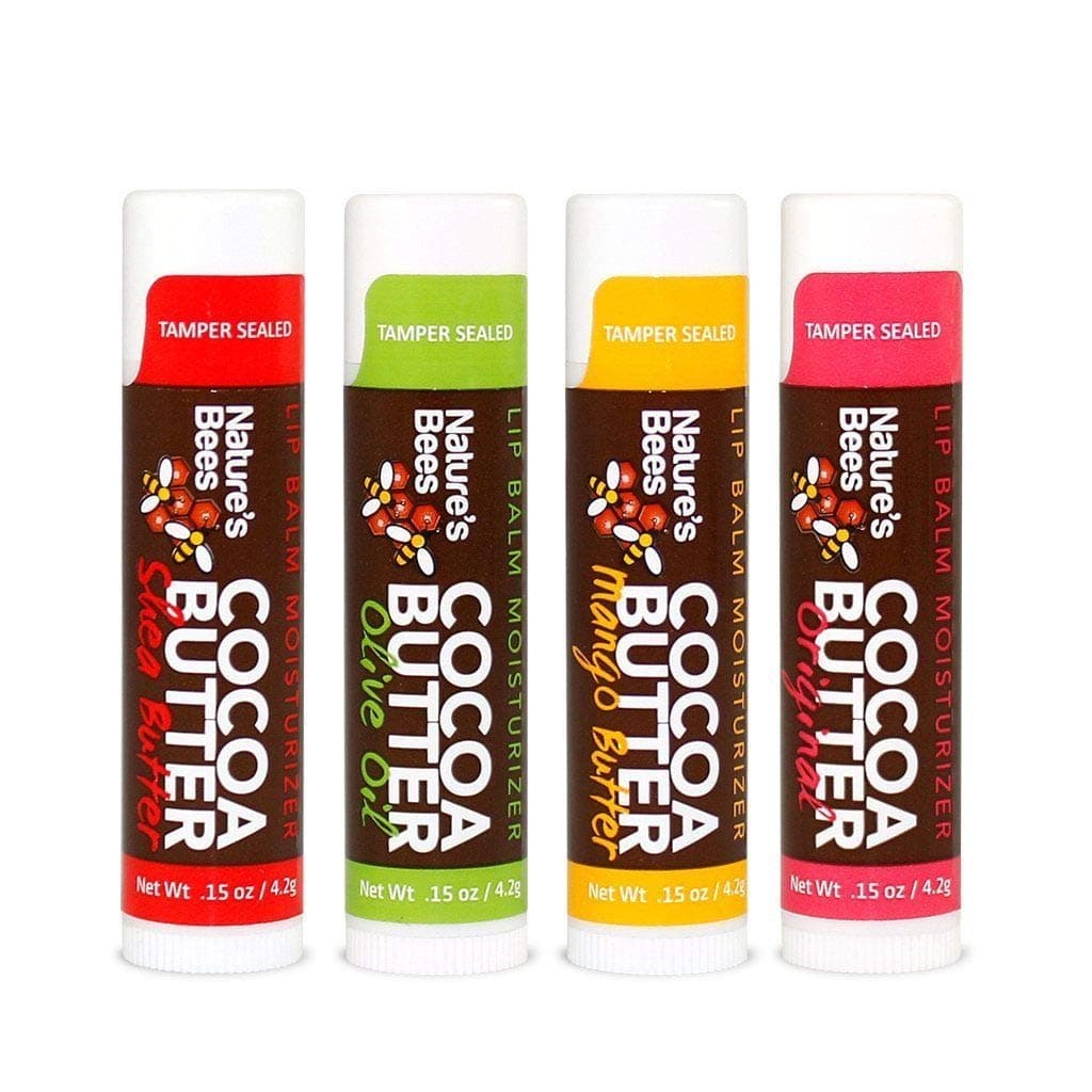 Nature's Bees, Cocoa Butter Lip Balms, Lip Moisturizer Treatment - Pack of 16, (Original Variety Assortments - Original, Olive Oil, Mango Butter, Shea Butter)