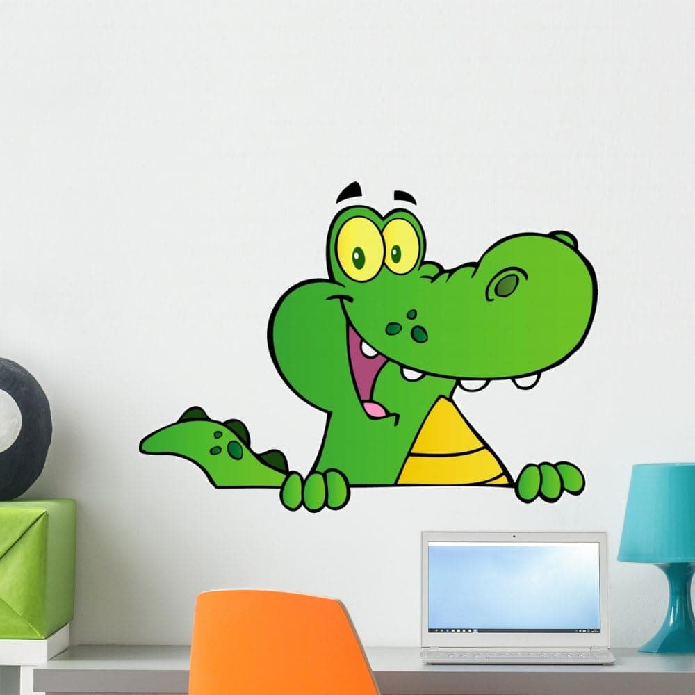 Wallmonkeys WM313746 Alligator or Crocodile Over a Sign Peel and Stick Wall Decals (24 in W x 17 in H), Medium
