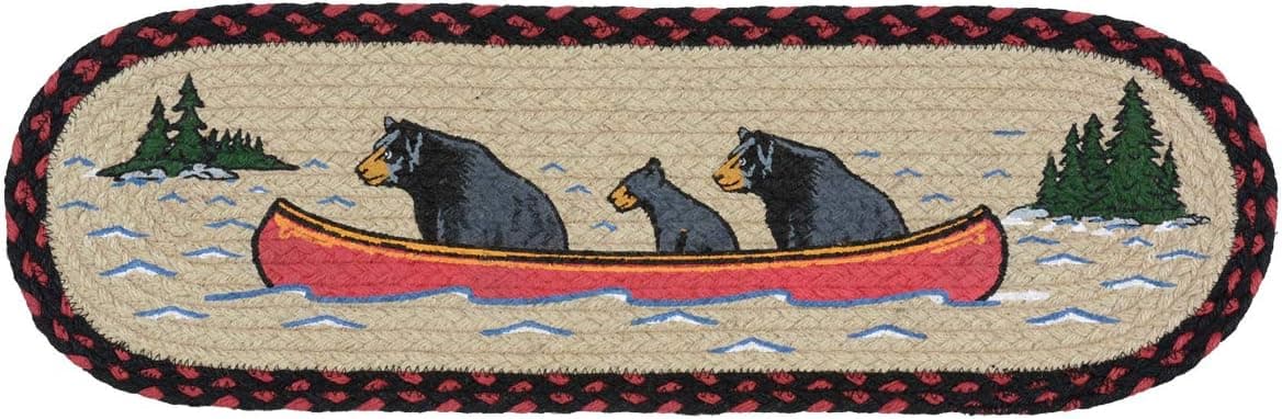 BLACK FOREST DECOR Canoeing Bears Braided Jute Stair Tread