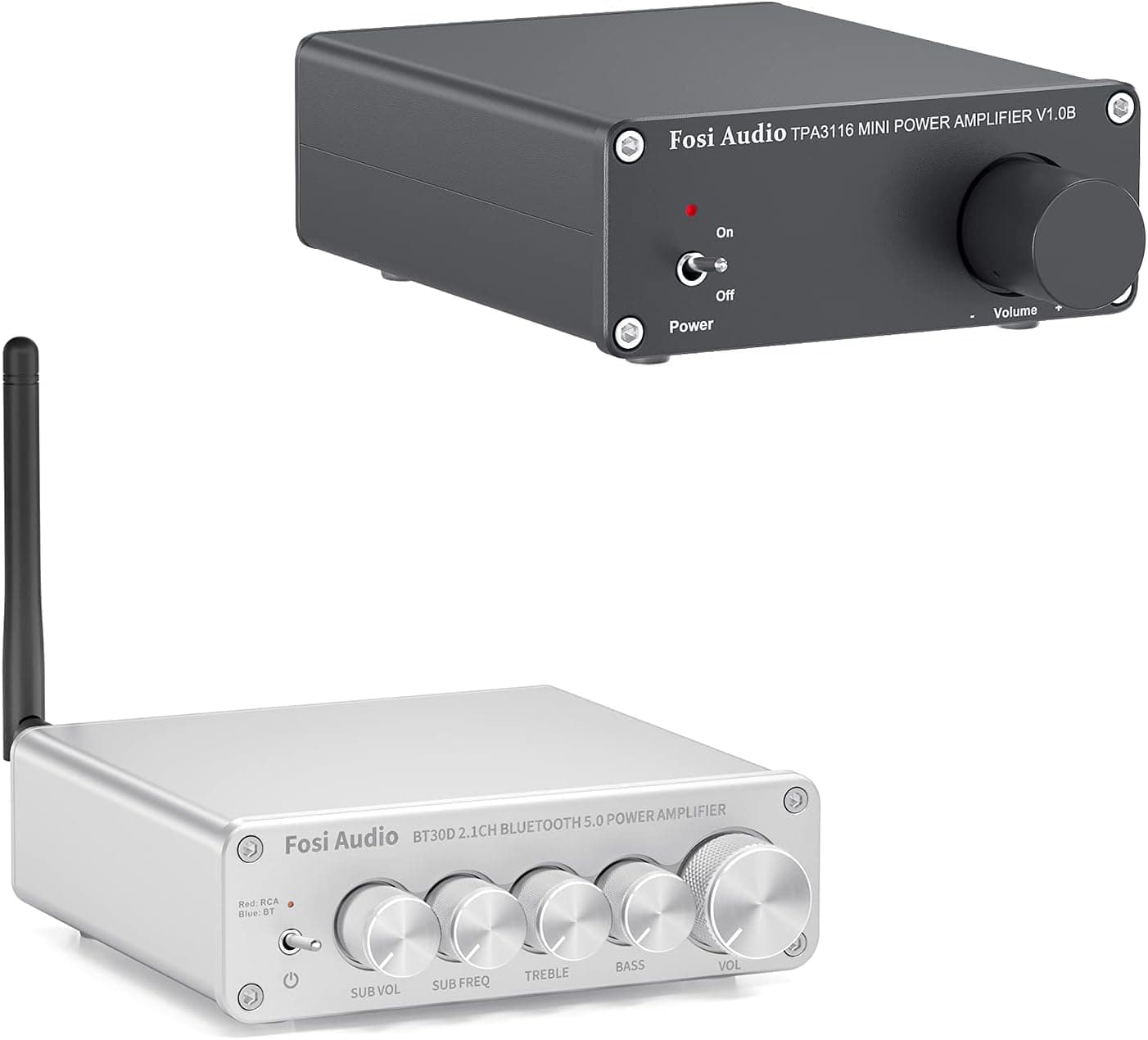 Fosi Audio BT30D-S Bluetooth 5.0 Receiver Amplifier 50 Watt x2+100 Watt + V1.0B 2 Channel Amplifier 50W x2
