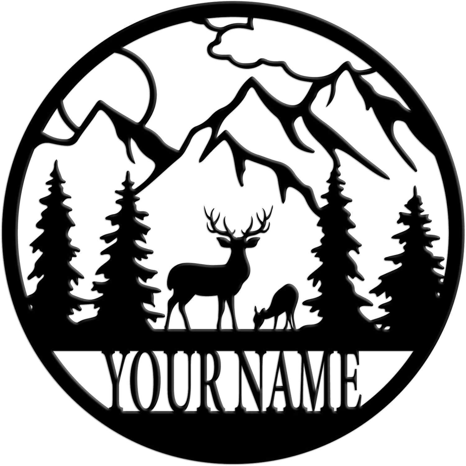 Piglagogo Personalized Metal Sign Elk Deer Wall Art for Christmas Housewarming Gifts for Men Monogram Signs for Rustic Home Bedroom Office Living Room Indoor Outdoor Hanging 12"