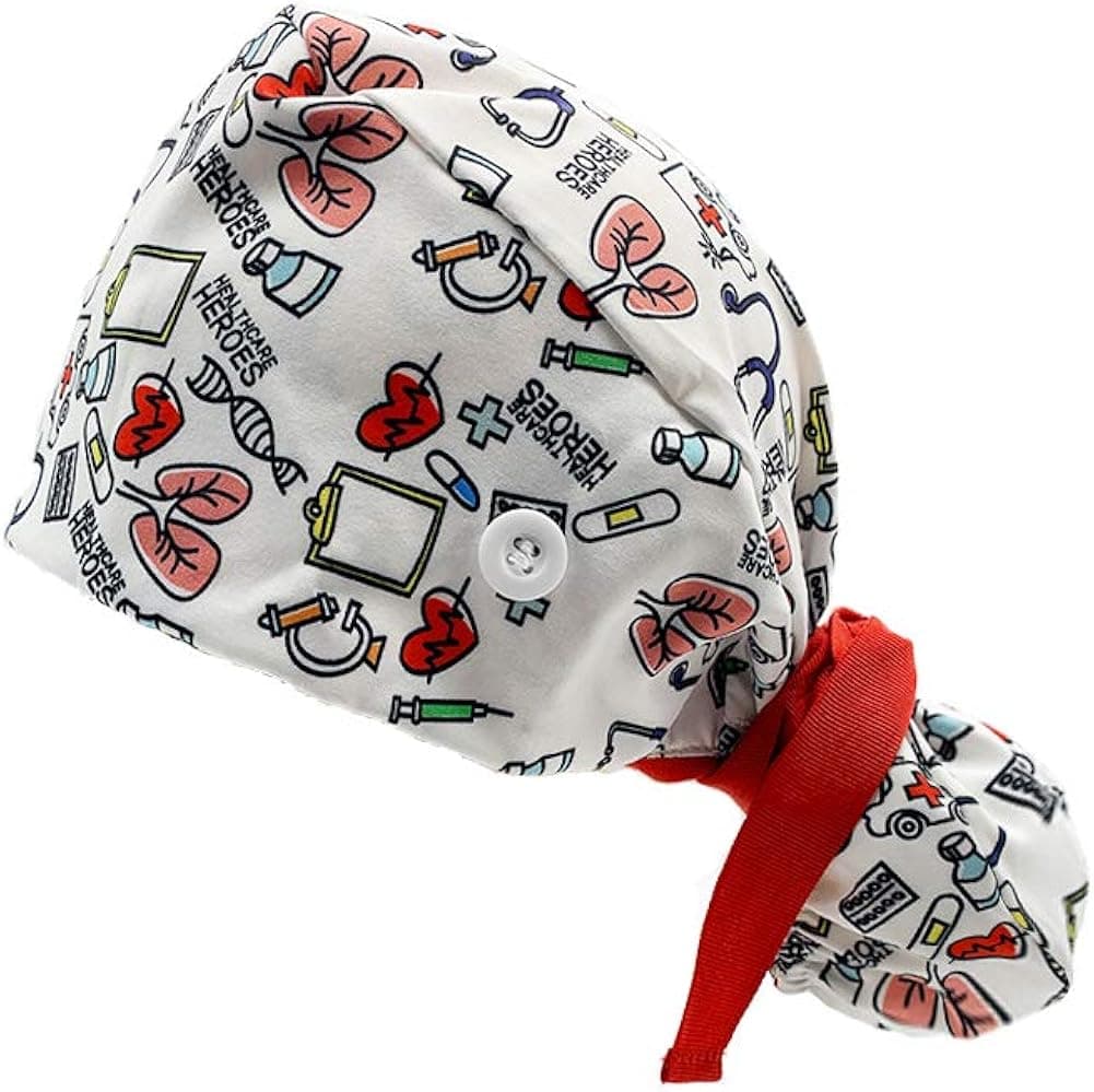 WOOT DIRECT Working Cap with Button and Sweatband Adjustable Ribbon Tie Ponytail Hats for Women,Long Hair