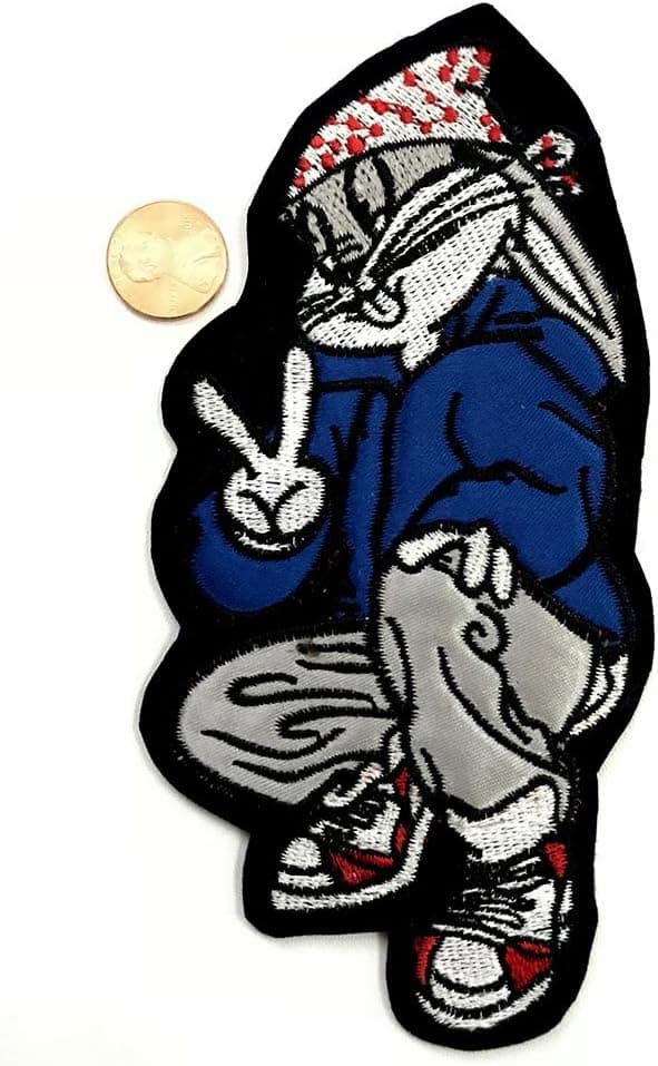 6.5" Looney Tunes Bugs Bunny Bandana Hoody Cartoon Sew-On Patch