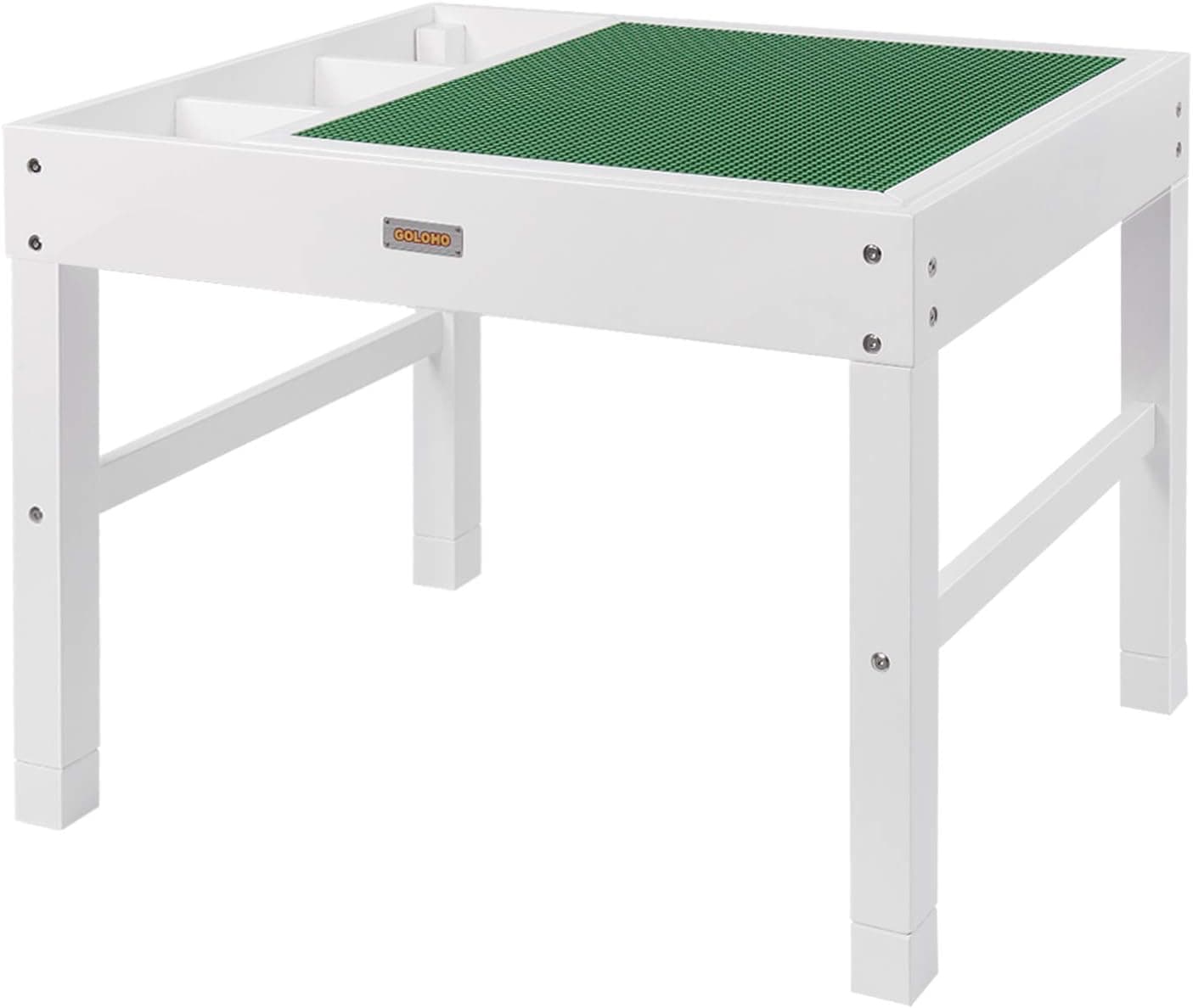 GOLOHO Large 2 in 1 Kids Activity Table with Storage for Older Kids Compatible with Lego, Building Block Wooden Activity Play Table, Gift for Kids, Boys, Girls (White)