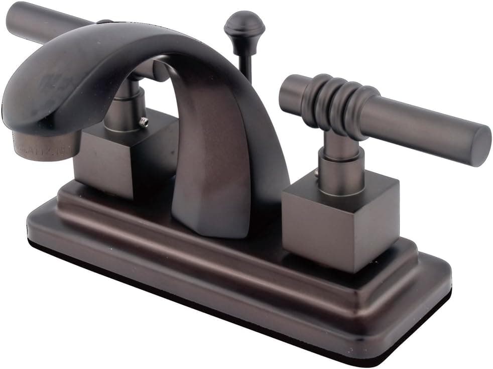Kingston Brass KS4645QL+ Milano 4-Inch Centerset Lavatory Faucet with Metal lever handle, Oil Rubbed Bronze