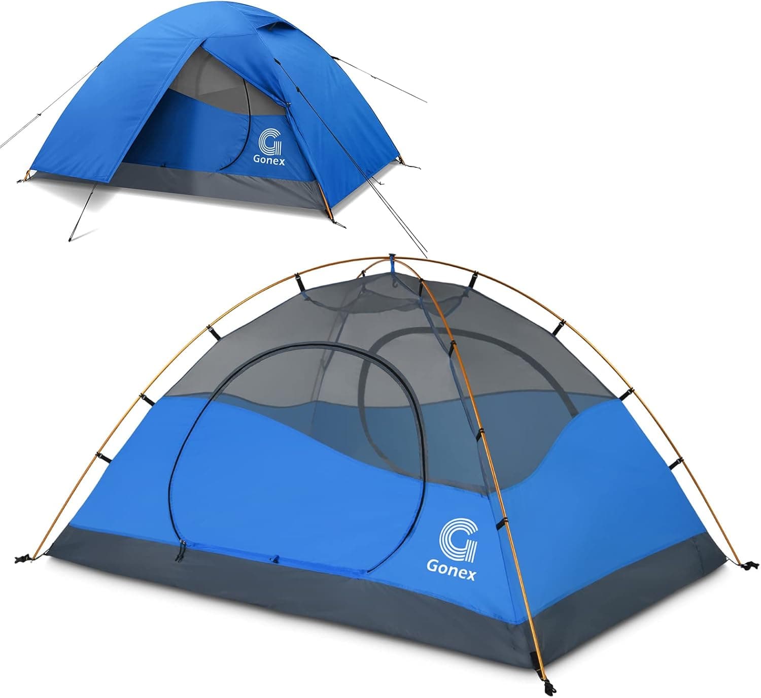 Gonex Lightweight 2/4 Person Camping Tent, Waterproof Backpacking Tent, Double Layer Dome Tent with Aluminum Poles