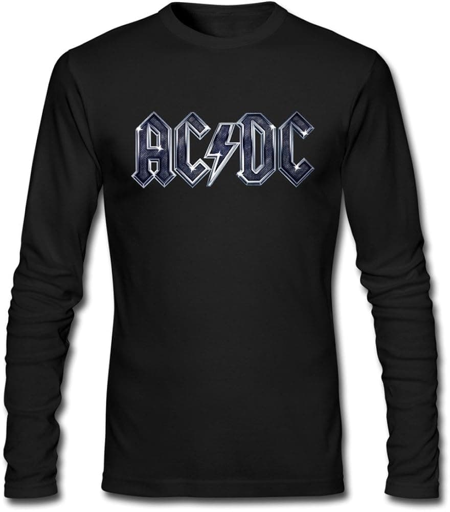 Men Acdc Logo Custom Retro Long Sleeve T-Shirts By Mjensen