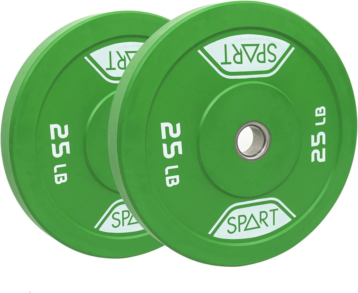 SPART Rubber Color Coded Bumper Plate 2 Inch Weight Plates with Stainless Steel Insert for Olympic Barbell Strength Training, Weightlifting and Crossfit, Single and Pair