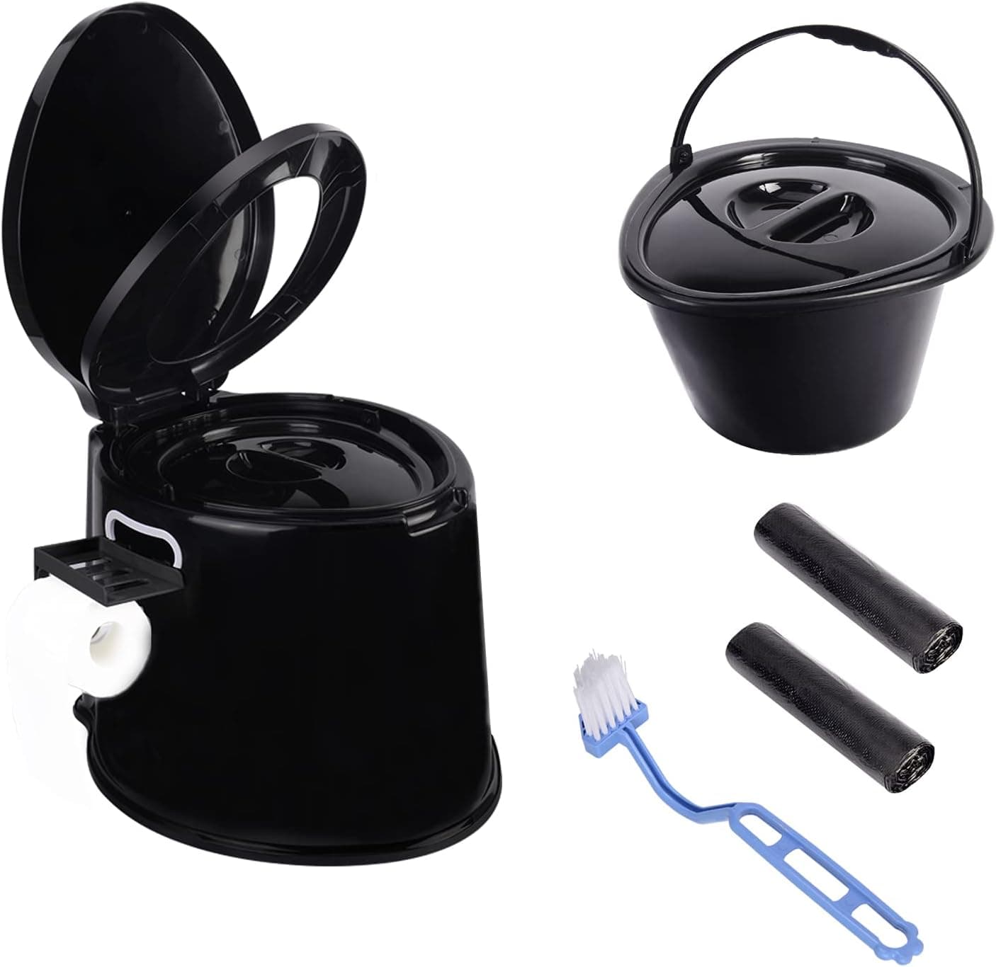 Tiktun Portable Camping Toilet with Detachable Inner Bucket and Removable Toilet Paper Holder