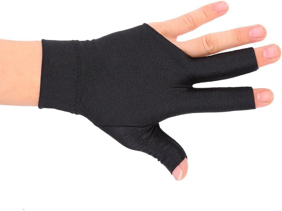 Fishlor Snooker Pool Glove, Snooker Billiard Shooter Stick Pool Gloves Left Hand Open Three Finger Spandex Glove