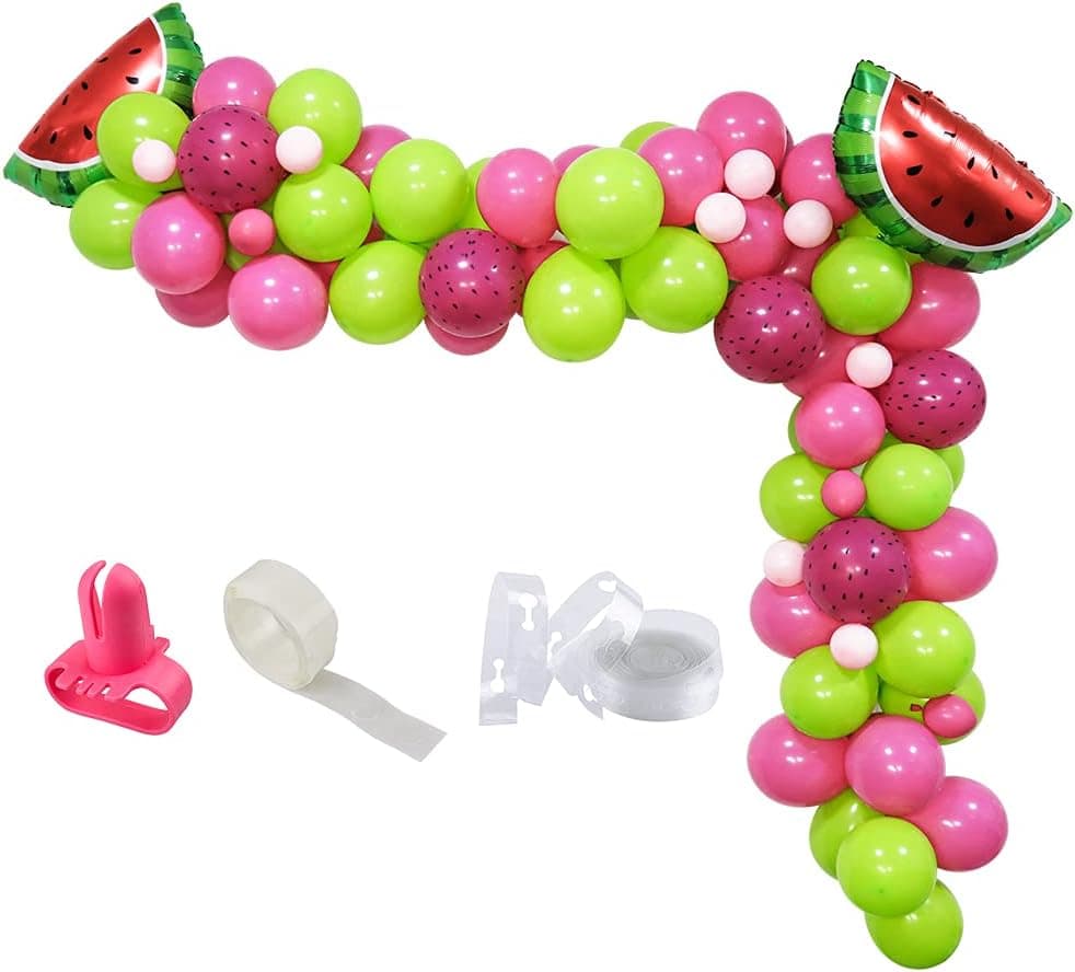 95Pcs Watermelon Party Balloons Garland Arch, Red Polka Dot Balloons Watermelon Foil Balloons Arch for Watermelon Themed Party, Frutti Summer Fruit Baby Shower, Tropical/Hawaiian Party Supplies